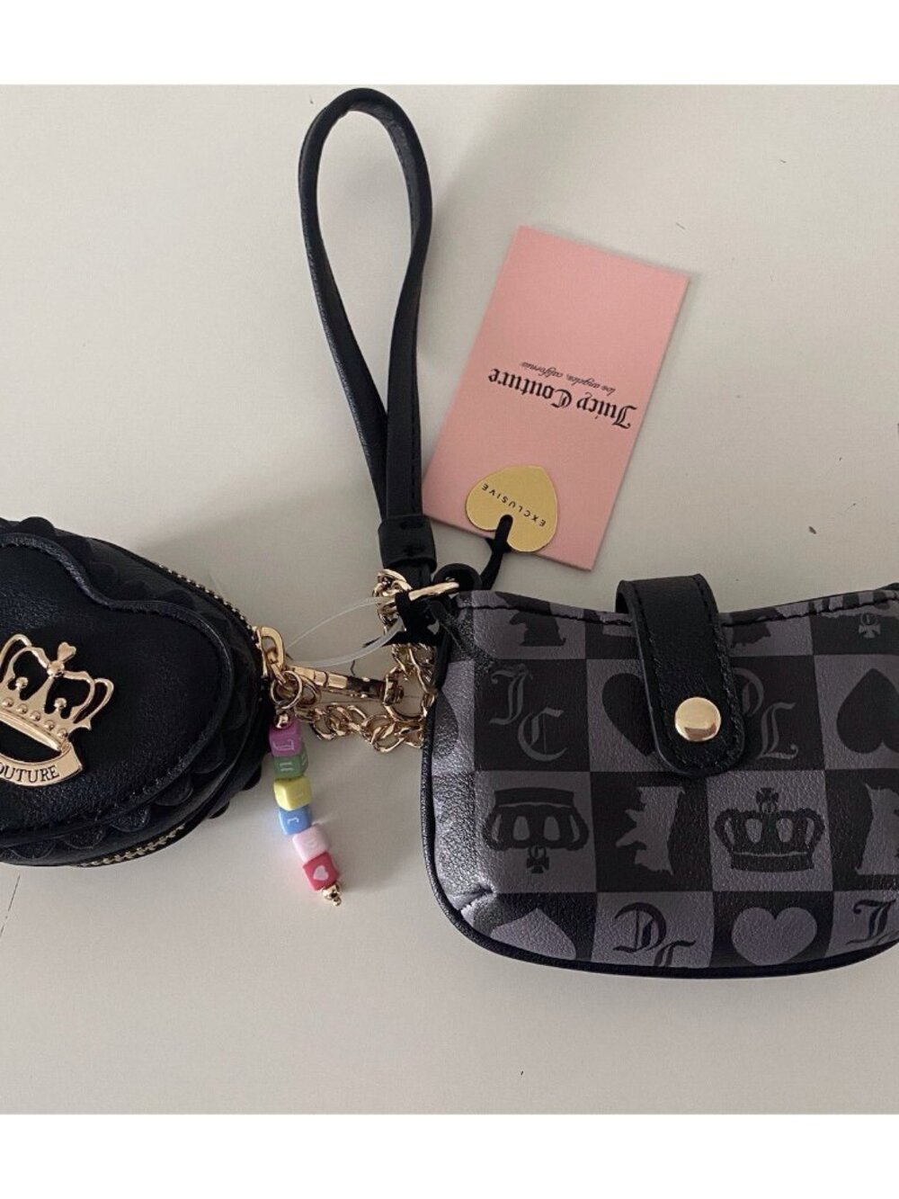 Juicy Couture Sweet Break Time Mini Tab Wristlet W/Coin Purse & Charm Liquorice